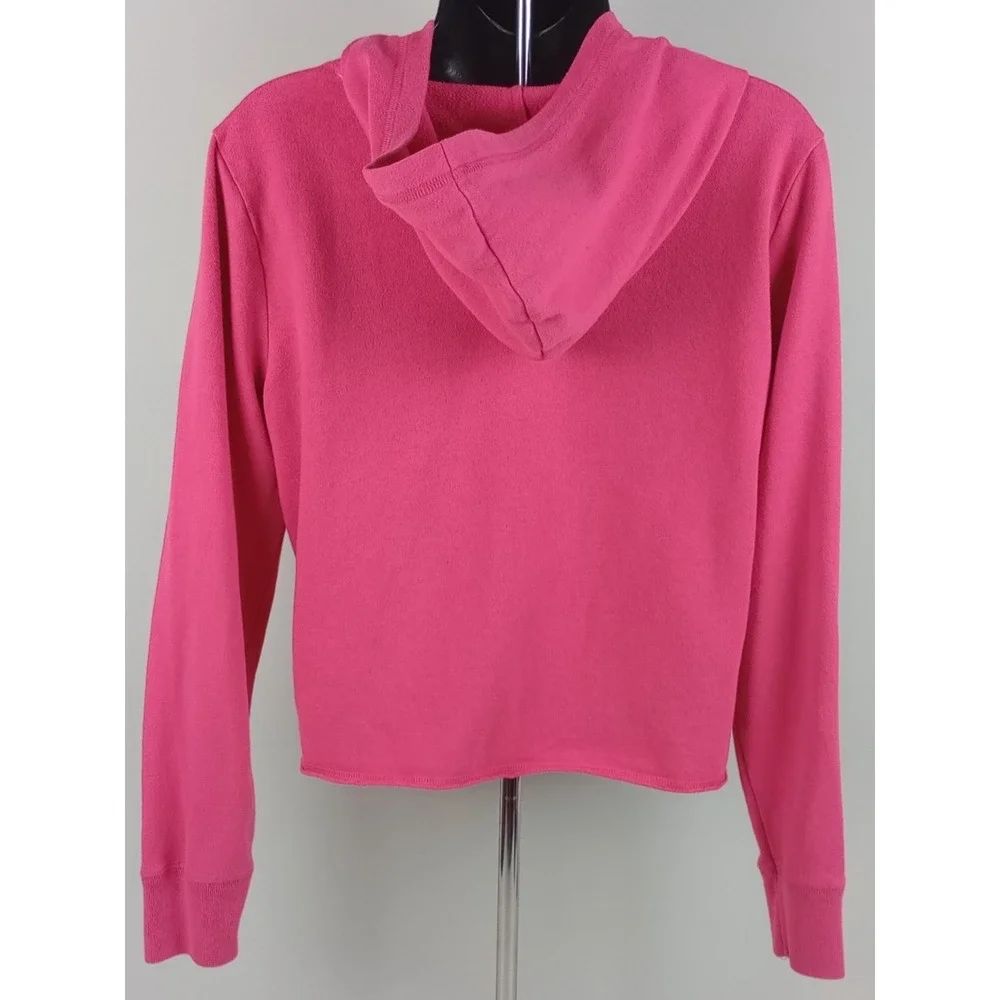 Justice Juniors 16 Hot Pink Love Soccer Crop Hoodie Long Sleeve Sweatshirt
